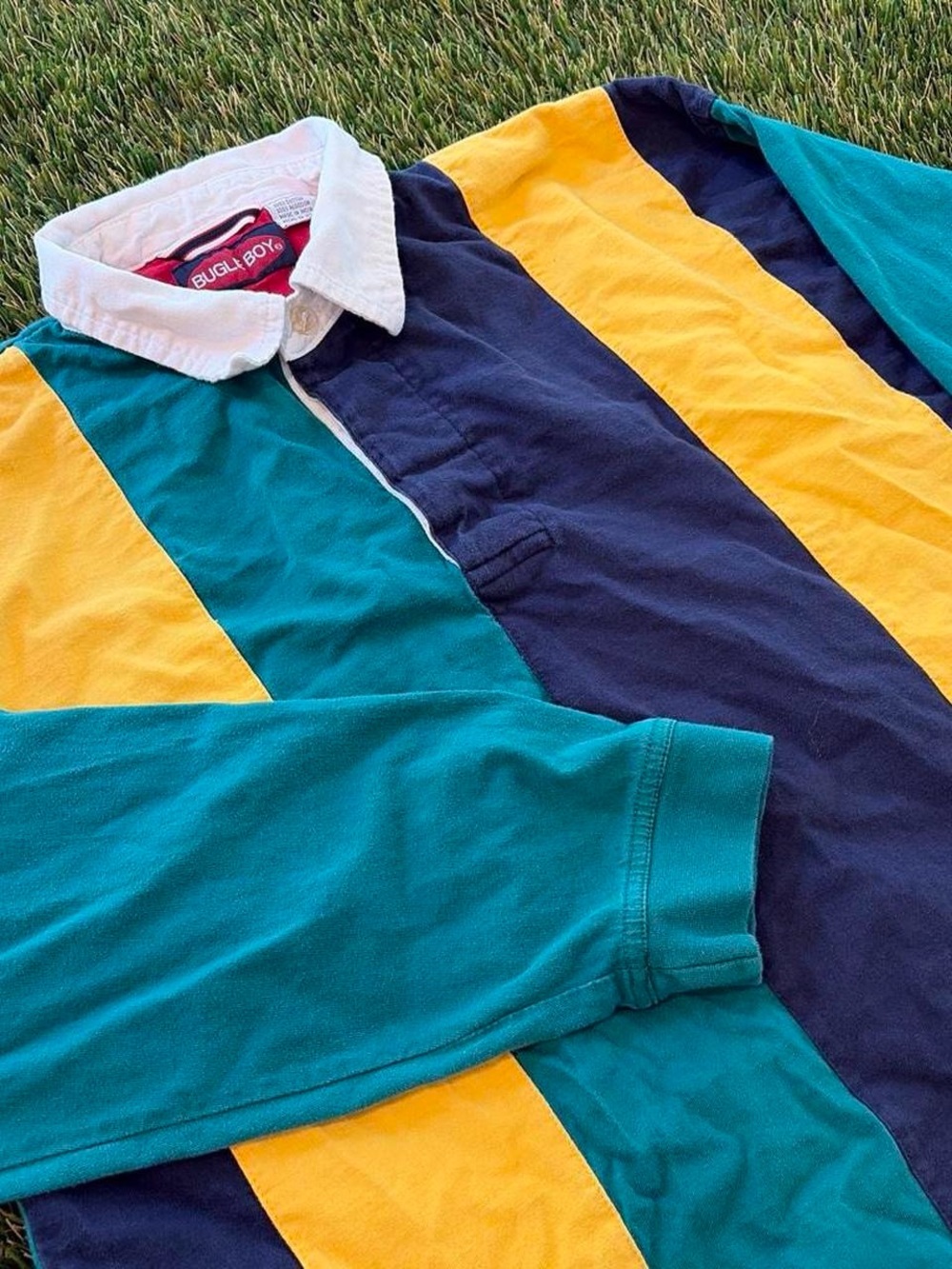 Bugle Boy Rugby Long Sleeve Color Block Rugby Shirt Size L